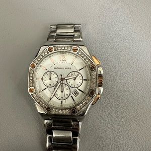 Micheal kors silver and rose gold watch